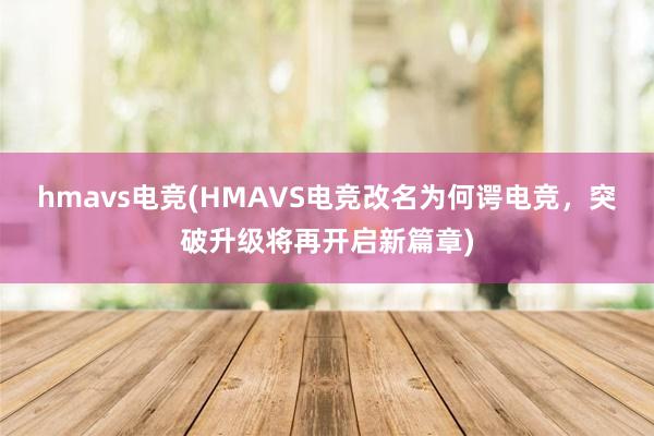 hmavs电竞(HMAVS电竞改名为何谔电竞，突破升级将再开启新篇章)