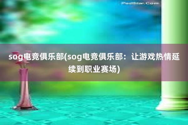 sog电竞俱乐部(sog电竞俱乐部：让游戏热情延续到职业赛场)