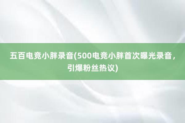 五百电竞小胖录音(500电竞小胖首次曝光录音，引爆粉丝热议)