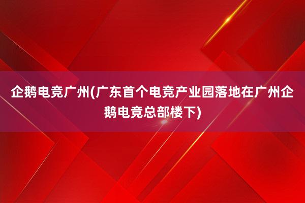 企鹅电竞广州(广东首个电竞产业园落地在广州企鹅电竞总部楼下)