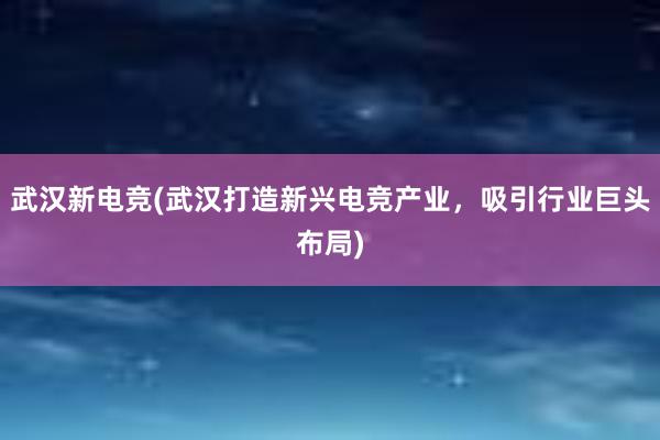 武汉新电竞(武汉打造新兴电竞产业，吸引行业巨头布局)