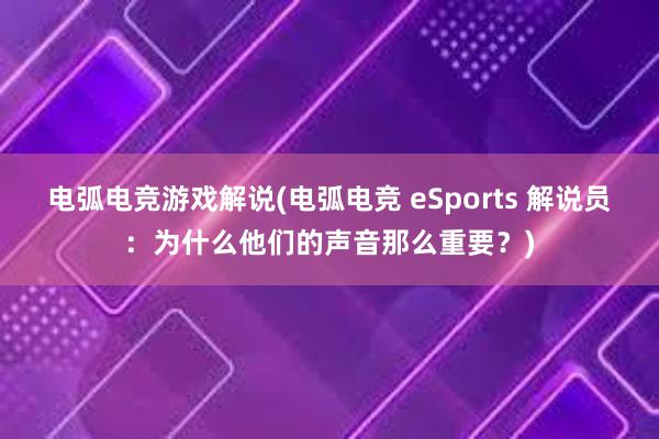 电弧电竞游戏解说(电弧电竞 eSports 解说员：为什么他们的声音那么重要？)