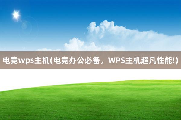 电竞wps主机(电竞办公必备，WPS主机超凡性能!)