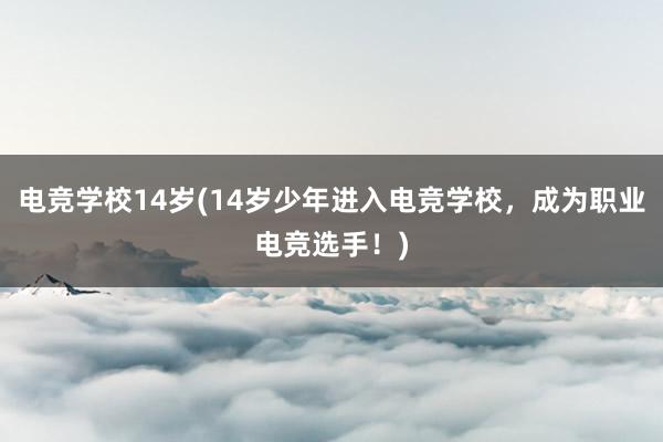 电竞学校14岁(14岁少年进入电竞学校，成为职业电竞选手！)