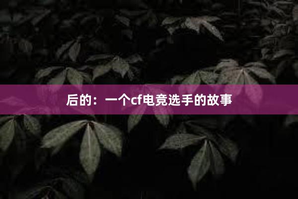 后的：一个cf电竞选手的故事