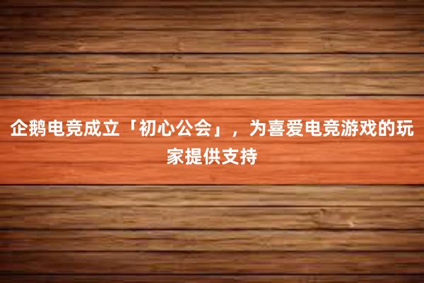 企鹅电竞成立「初心公会」，为喜爱电竞游戏的玩家提供支持