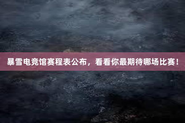 暴雪电竞馆赛程表公布，看看你最期待哪场比赛！