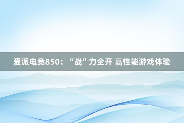 爱派电竞850：“战”力全开 高性能游戏体验