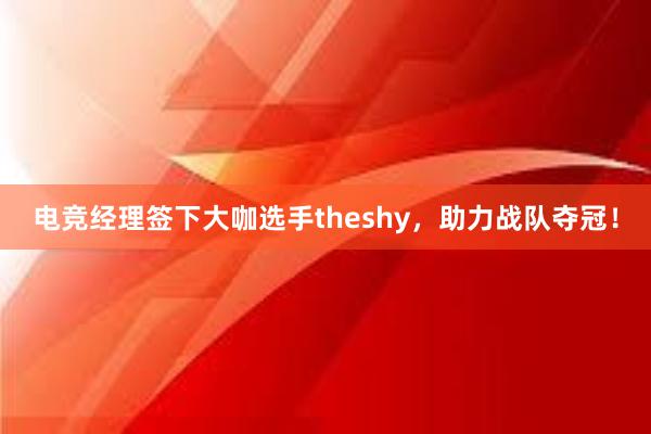 电竞经理签下大咖选手theshy，助力战队夺冠！