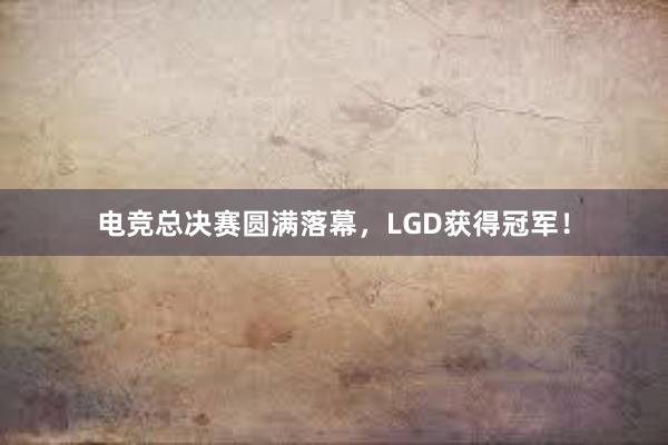 电竞总决赛圆满落幕，LGD获得冠军！