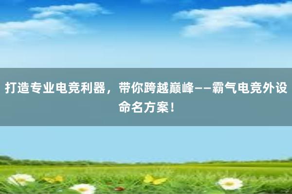 打造专业电竞利器，带你跨越巅峰——霸气电竞外设命名方案！