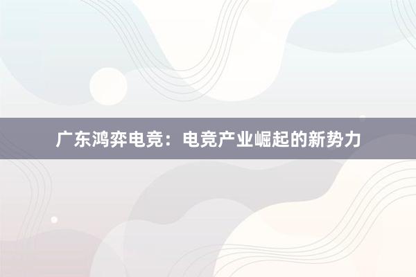 广东鸿弈电竞：电竞产业崛起的新势力